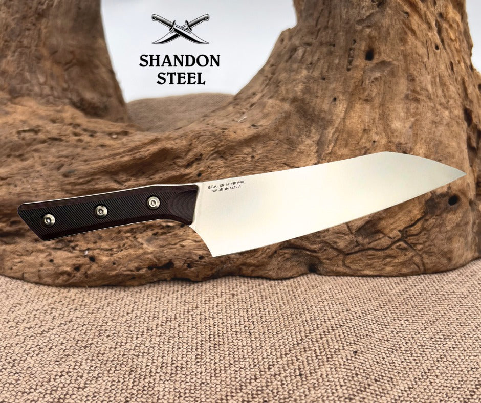 Microtech Chef's Knife Black Cherry G-10 Handle w/ Stonewash M390MK 3000-10BC