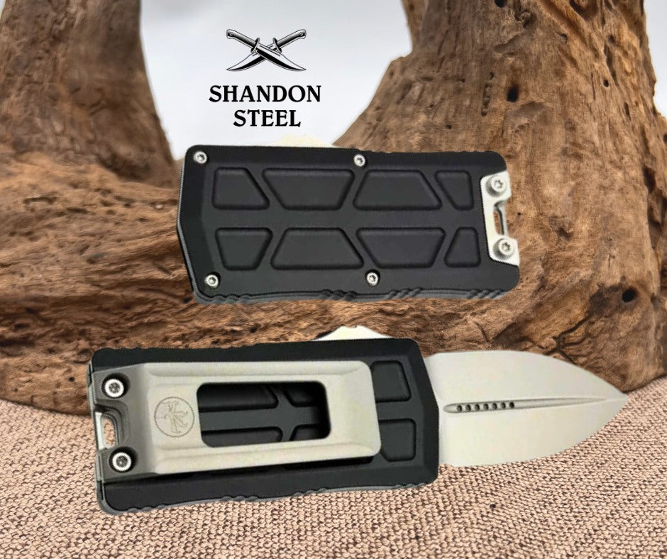 Microtech Exocet II w/ Black Aluminum Handle & Stonewash M390MK D/E 1157-10