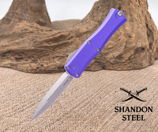 Microtech Hera® II Mini D/E Purple Stonewash Standard 1702M-10 PU