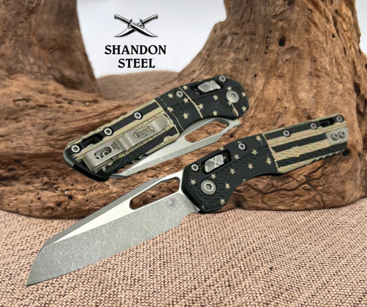 Microtech Knives MSI RAM LOK Black Polymer USA Flag & M390MK Apocalyptic 210T-10APPMFLAG