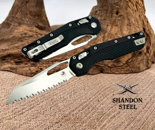 Microtech Knives MSI RAM LOK Black Polymer & Full Serrated M390MK 210T-12PMBK