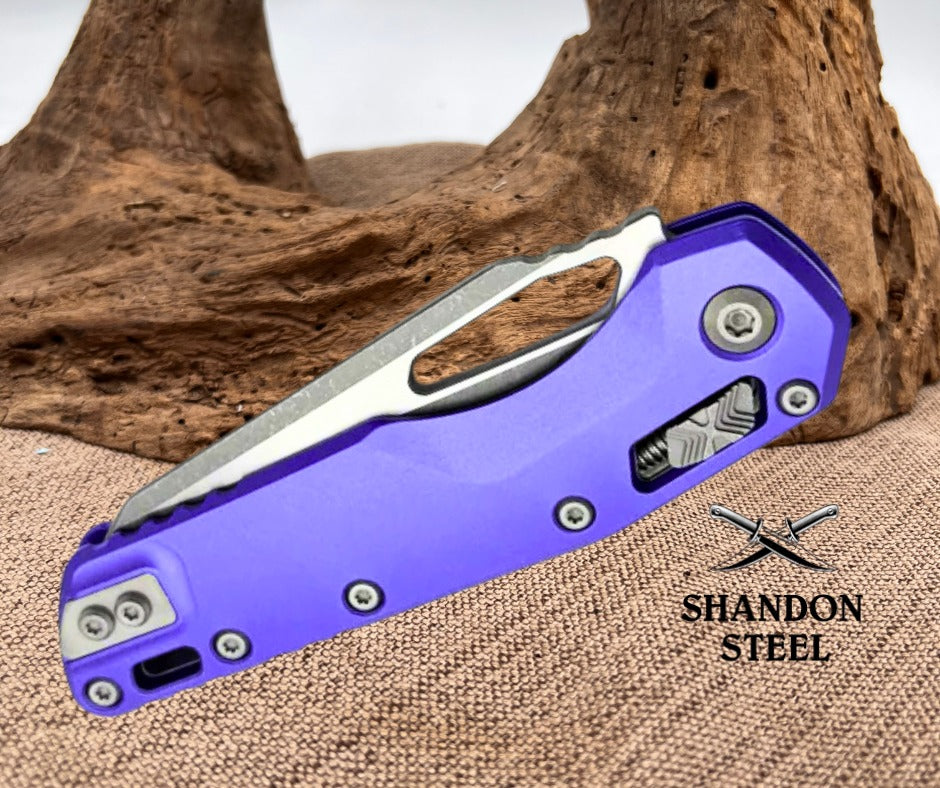 Microtech Knives MSI RAM LOK Purple Aluminum & Apocalyptic M390MK 210-10APPU