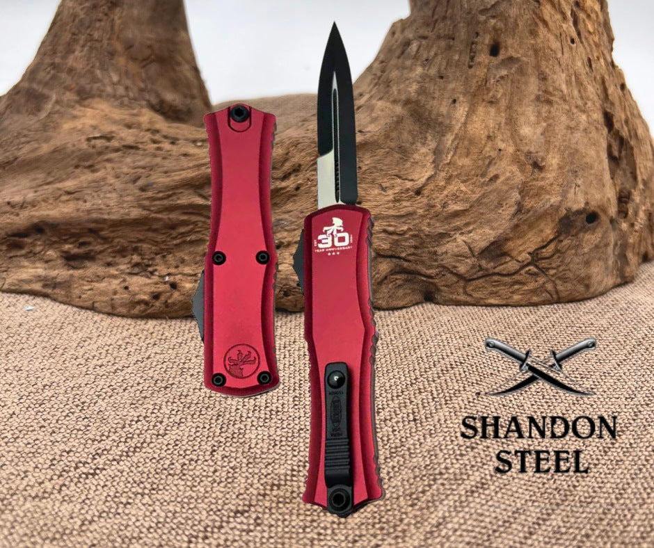 Microtech Knives Mini Hera 30th Anniversary Black Bayonet M390MK w/ Merlot Handle 1701M-1MR30