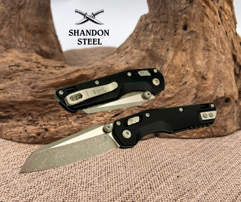 Microtech MSI RAM LOK Mini Black Fluted Aluminum Handles w/ Apocalyptic M390MK 210M-10APFL