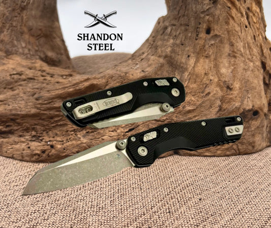 Microtech MSI RAM LOK Mini Black Fluted Aluminum Handles w/ Apocalyptic M390MK 210M-10APFL
