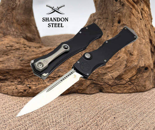 Microtech Marfione Select Halo IV Black Handle w/ Stonewash Clip Point M390MK 1150-10MS1