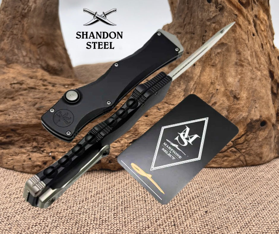 Microtech Marfione Select Halo IV Black Handle w/ Stonewash Clip Point M390MK 1150-10MS1