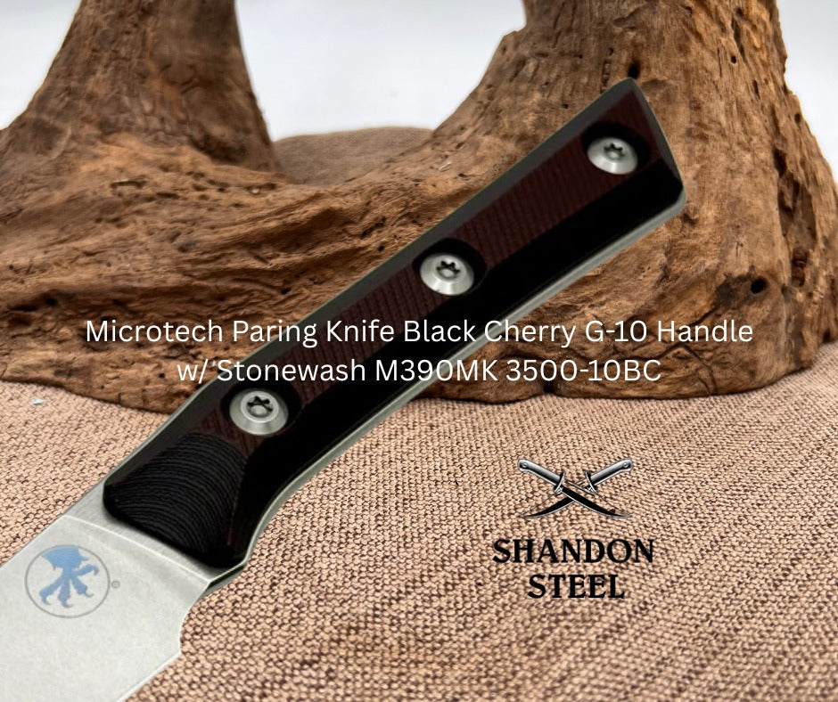 Microtech Paring Knife Black Cherry G-10 Handle w/ Stonewash M390MK 3500-10BC