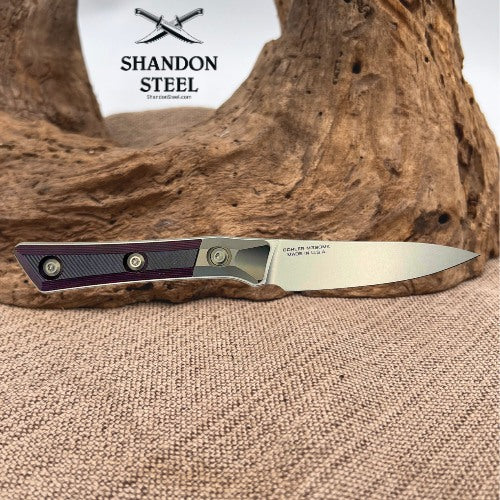 Microtech Paring Knife Black Cherry G-10 Handle w/ Stonewash M390MK 3500B-10BC