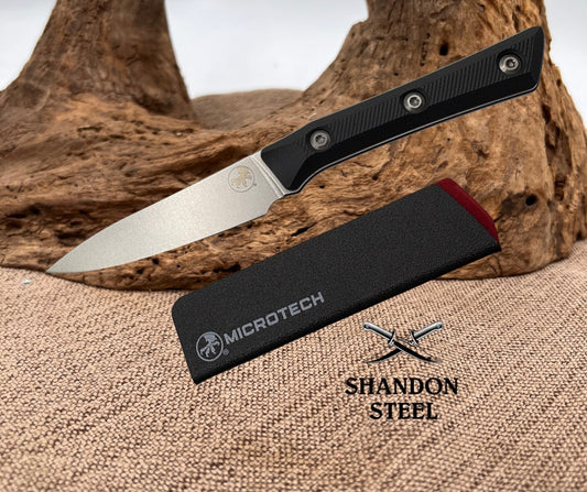 Microtech Paring Knife Black G-10 Handle w/ Stonewash M390MK 3500-10BK