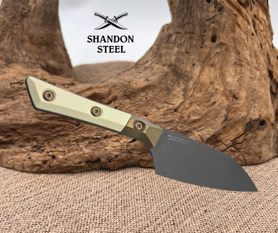 Microtech Santoku 4.2" Ivory G-10/Bronze Titanium Bolster Handle w/ DLC M390MK Signature Series 3300B-1DLCIVS