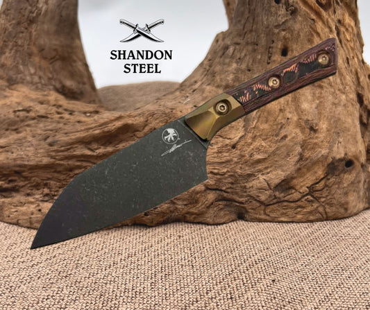 Microtech Santoku 4.2" Live Wire Carbon Fiber/Bronze Ti Bolster Handle w/ DLC M390MK Signature Series 3300B-1DLCLWCFS