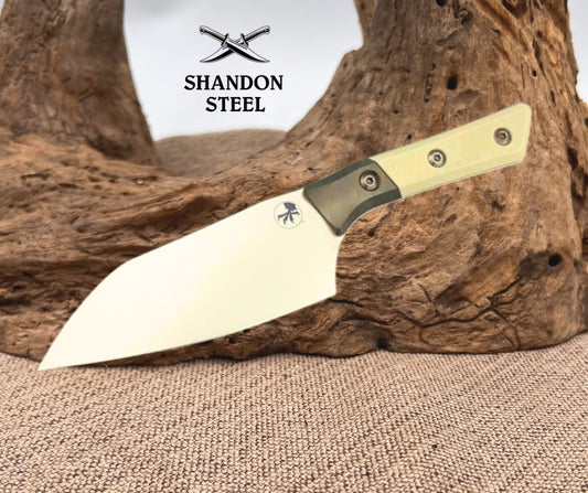 Microtech Santoku 6" Ivory G-10/ Ti Handle w/ Stonewash M390MK 3200B-10IV