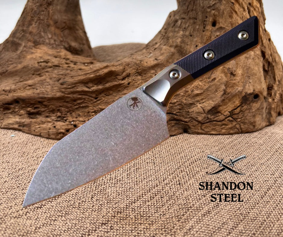 Microtech Santoku 4.2" Black G-10 Handle w/ Stonewash Titanium Bolster M390MK 3300B-10BK