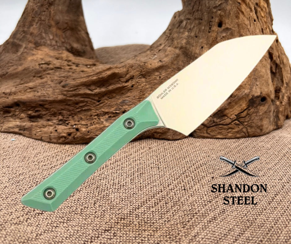 Microtech Santoku 4.2" Caribbean Blue G-10 Handle w/ Stonewash M390MK 3300-10CA