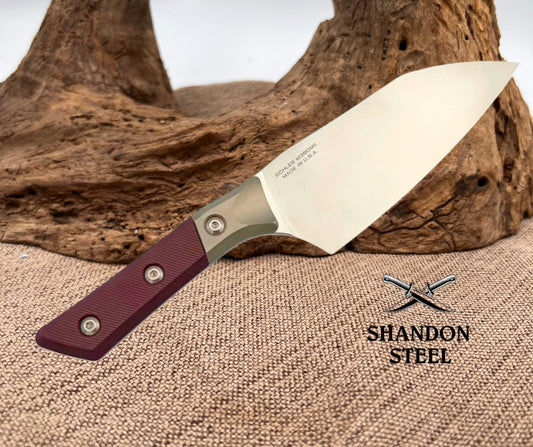 Microtech Santoku 6" Black Cherry G-10/ Ti Handle w/ Stonewash M390MK 3200B-10BC