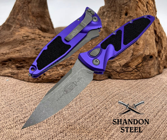 *Microtech Socom Elite Purple Handles w/ S/E Apocalyptic 160A-10APPU