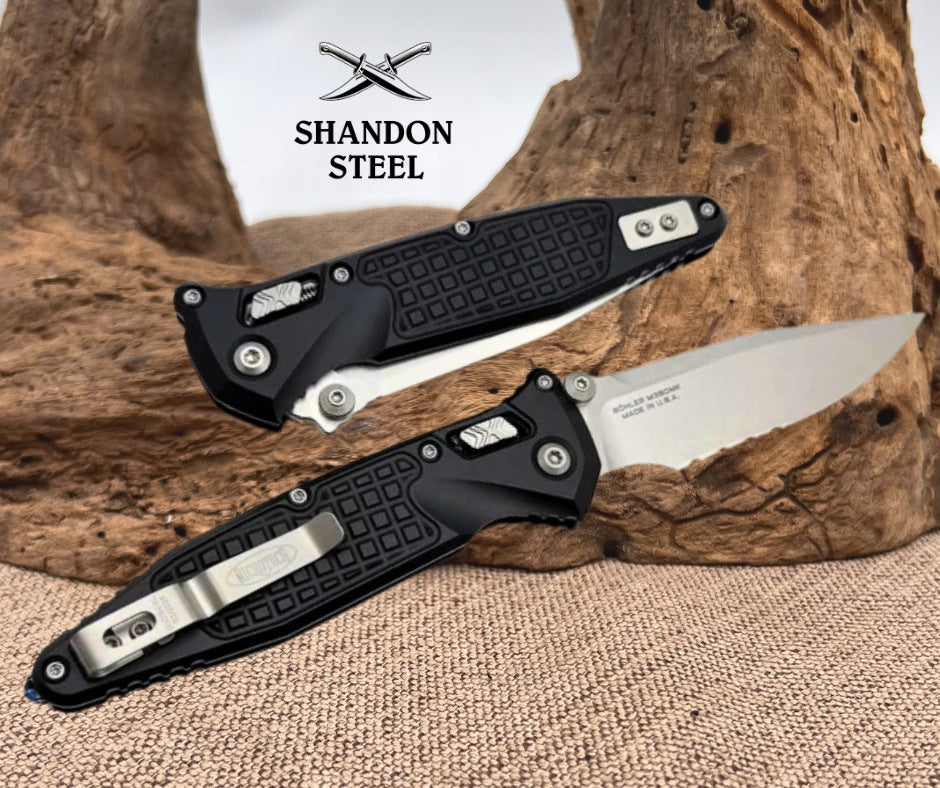 Microtech Socom Ram-Lok w/ Aluminum Frag Handles & S/E Serrated Stonewash M390MK 160RL-11FR
