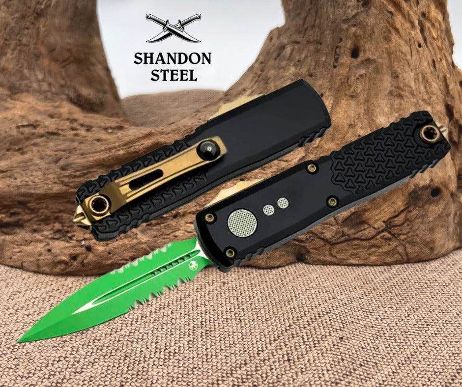 Microtech UTX-85 Gen IV Jedi Master w/ D/E Part-Serrated M390MK Signature Series 12324-2JM