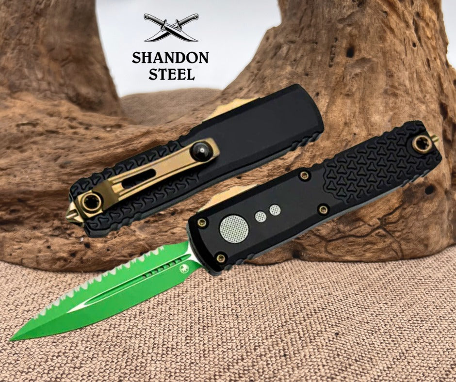 Microtech UTX-85 Gen IV Jedi Master w/ D/E Full-Serrated M390MK Signature Series 12324-3JM