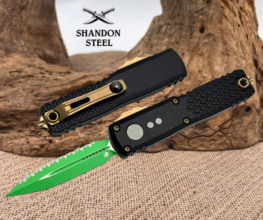 Microtech UTX-85 Gen IV Jedi Master w/ D/E Full-Serrated M390MK Signature Series 12324-3JM