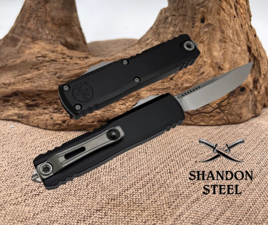 Microtech UTX-85 Gen IV w/ Black Handle & Stonewash S/E M390MK 12314-10