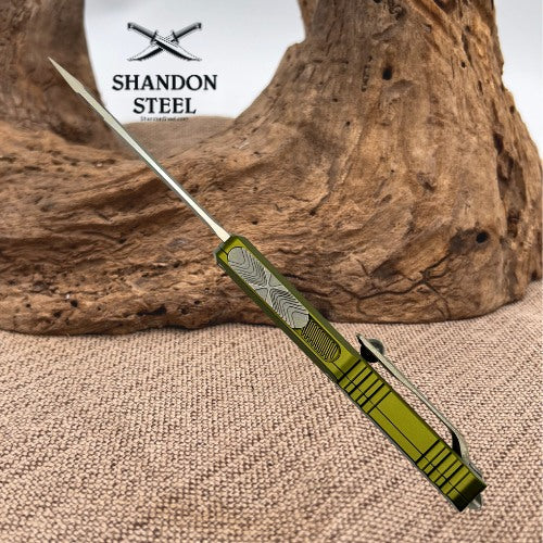 Microtech UTX-85 Gen IV w/ OD Green Handle & Apocalyptic T/E M390MK 12334-10APOD
