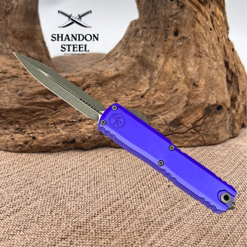 Microtech UTX-70 Gen IV w/ Purple Handle & D/E Apocalyptic M390MK 11474-10APPU