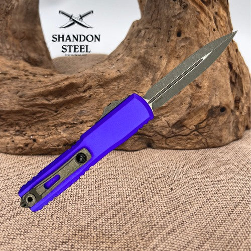 Microtech UTX-70 Gen IV w/ Purple Handle & D/E Apocalyptic M390MK 11474-10APPU
