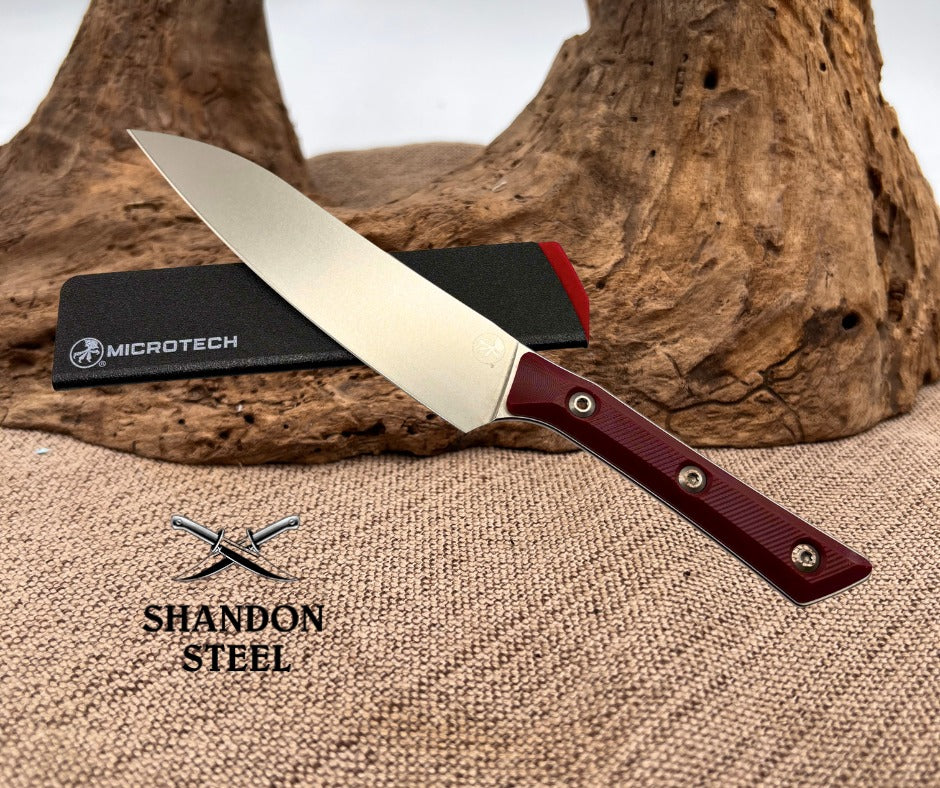 Microtech Utility Knife Merlot G-10 Handle w/ Stonewash M390MK 3400-10MR