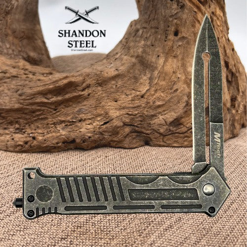 MTech USA MT-A840 Tactical Stonewash Spear Point Pocket Knife Gray EDC Rescue 37