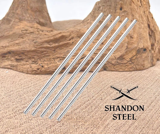 Nickel Silver 1/8” x 5” Round Pin Stock 6 Pieces Turning Custom Knife Making