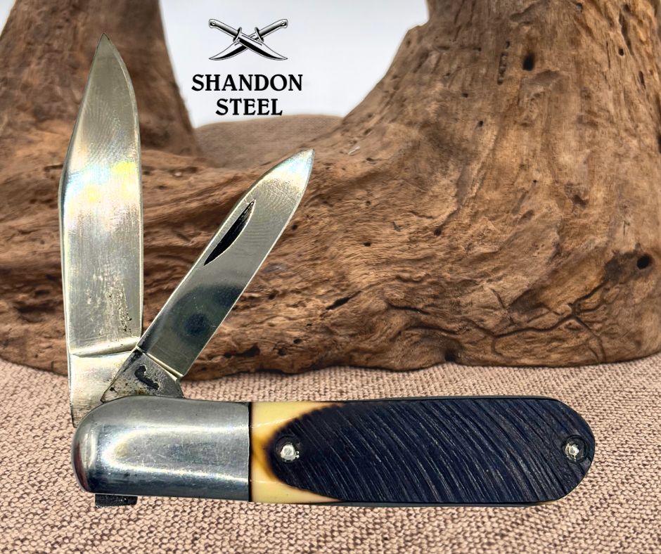 Queen Steel USA Vintage 2-Blade Barlow Folding Pocket Knife Patent #2728139 -187