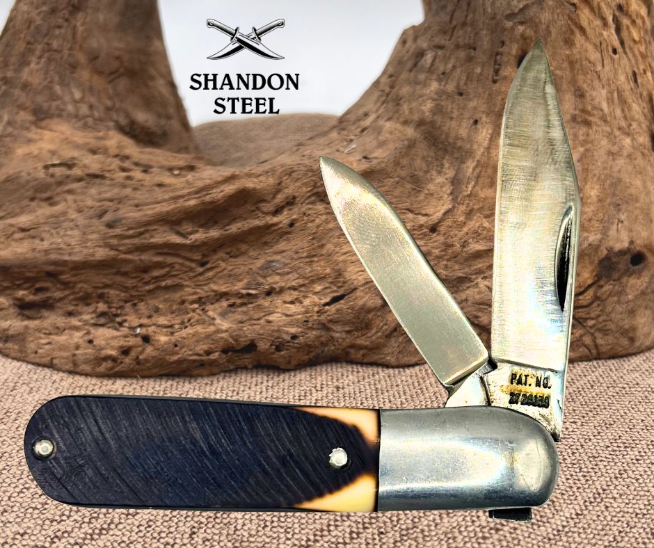 Queen Steel USA Vintage 2-Blade Barlow Folding Pocket Knife Patent #2728139 -187