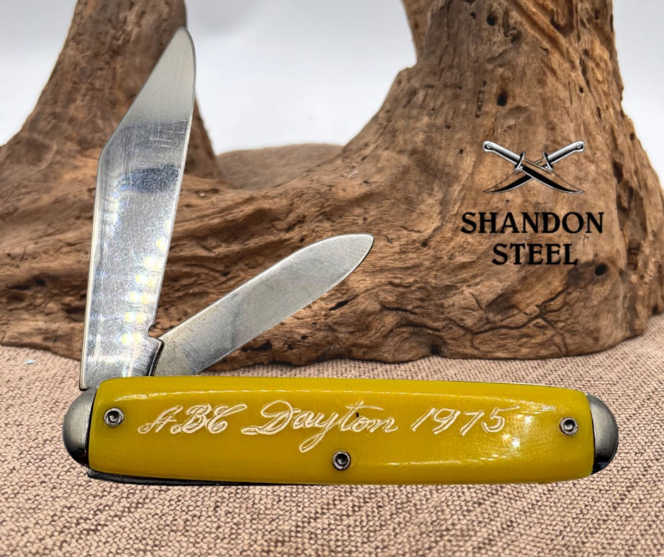 NOVELTY KNIFE CO MADE IN USA 2 BLADE FOLDING JACK KNIFE "ABC Dayton 1975" (26)