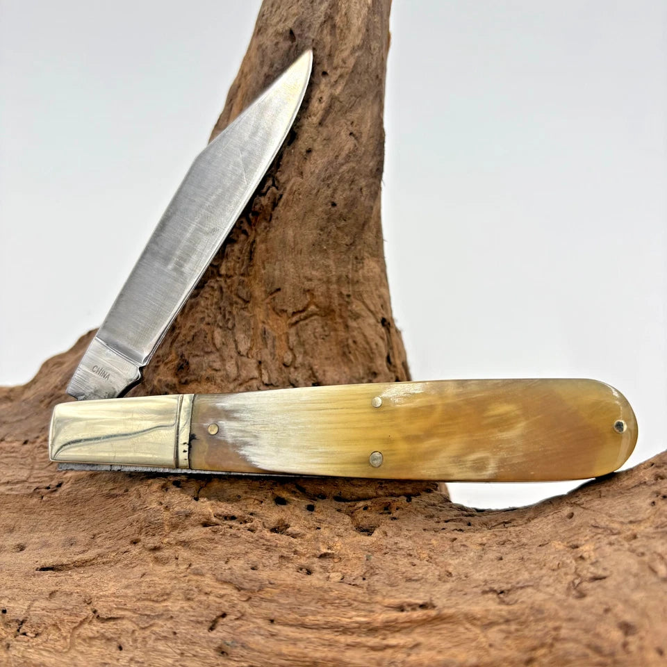 OCOEE RIVER LARGE GRAND DADDY BARLOW FOLDING POCKET KNIFE OX HORN HANDLES (19)