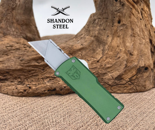 Cobratech OTF Utility Knife Side Button OD Green  CTOTFUTODG