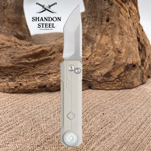 OKNIFE LK Folding Pocket Knife with Rechargeable Flashlight