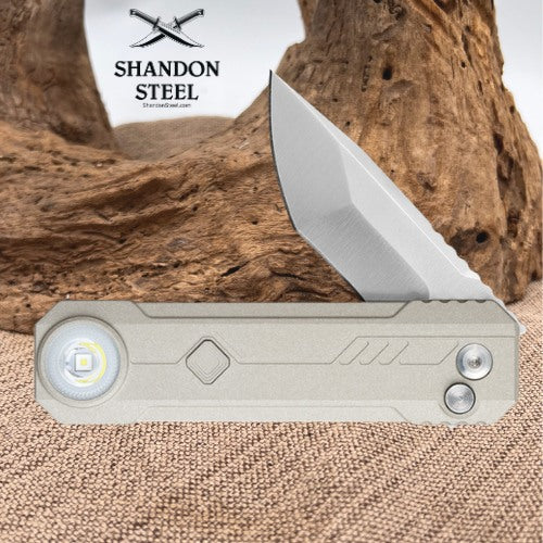 OKNIFE LK Folding Pocket Knife with Rechargeable Flashlight