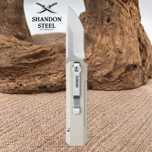 OKNIFE LK Folding Pocket Knife with Rechargeable Flashlight