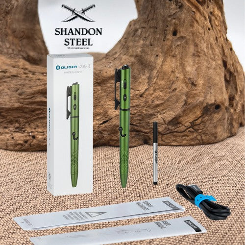 OLight O'Pen 3 Multifunctional Pen Light with 120 Lumens & Green Laser - OD Green
