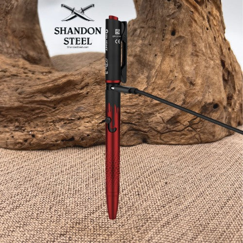 OLight O'Pen 3 Multifunctional Pen Light with 120 Lumens & Green Laser - Midnight Red