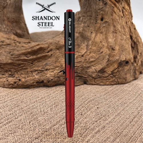 OLight O'Pen 3 Multifunctional Pen Light with 120 Lumens & Green Laser - Midnight Red
