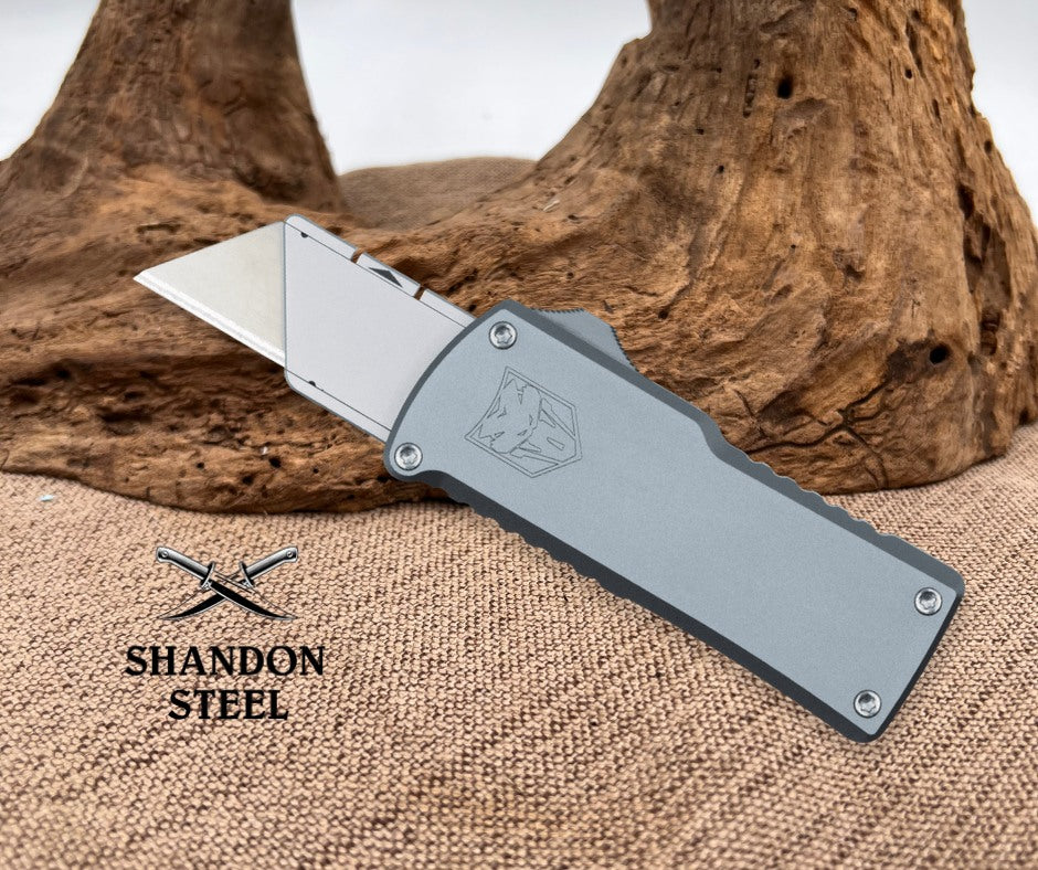 Cobratech OTF Utility Knife Side Button Grey