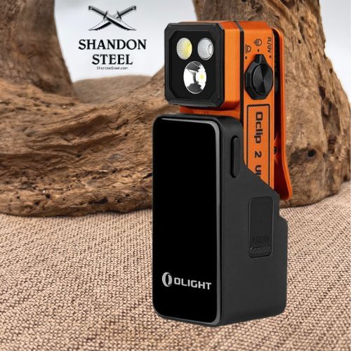 Oclip 2 Pro Premium EDC Clip Torch | 530lm Floodlight, Red Light & Spotlight Oclip 2 Pro; Premium Amber Orange