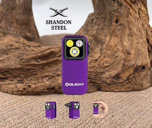 Oclip Purple Pro Clip on Flashlight with Floodlight Spotlight and Red Light