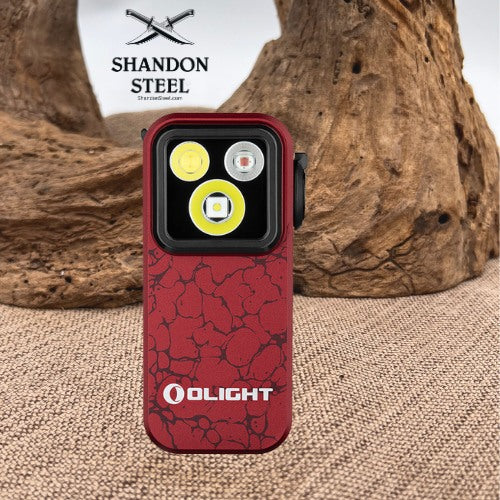 Oclip Pro S Molten Lava Clip on Flashlight with Floodlight Spotlight and Red Light