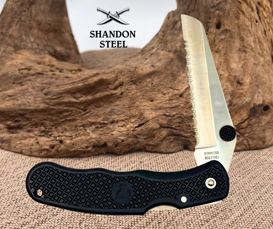 Rostfrie Eagle 5" Folding Stainless Steel Serrated Pocket Lock-Blade Knife (113)