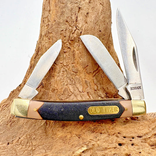 Schrade Old Timer Middleman Pocket Knife Stainless Steel Blades Delrin (204)
