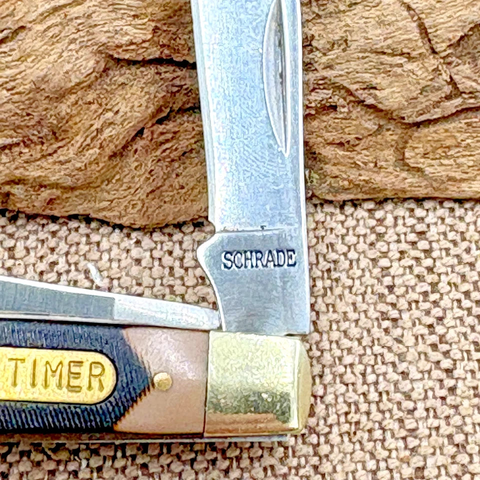 Schrade Old Timer Middleman Pocket Knife Stainless Steel Blades Delrin (204)